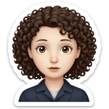 Pale skin, curly dark brown hair, medium brown eyes. sticker