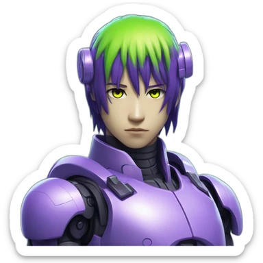 lemon-green-and-purple-neon-Robotic cyborg Sasuke sticker