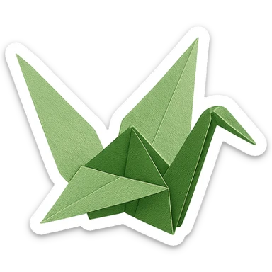 green origami paper crane sticker
