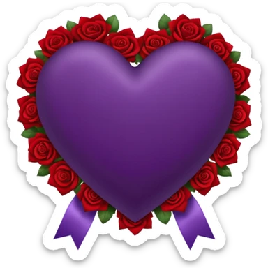 Dark purple herat with ribbon and roses sticker