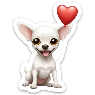 White chihuahua with a heart balloon sticker