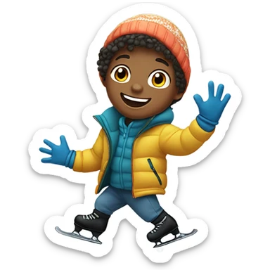 Ice skating boy sticker