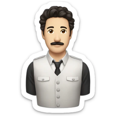 thomas kimura with mustache (looks like miles teller) sticker