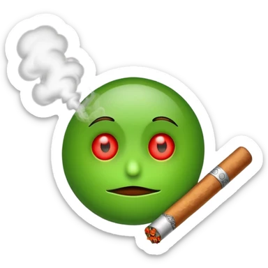Emoji with red eyes smoking a blunt sticker