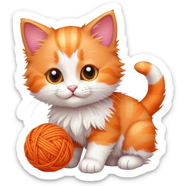 playful kitten with a ball of yarn sticker