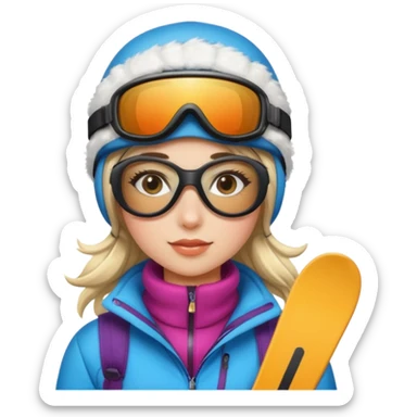 Winter clothes girl with skiing glasses potraiot  sticker