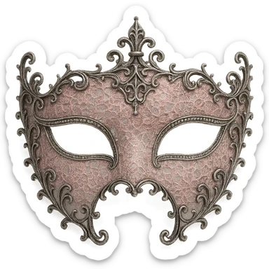 gothic masquerade mask, pink lace and silver sticker
