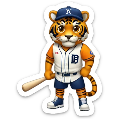 Tigre con camiseta de beisbol sticker