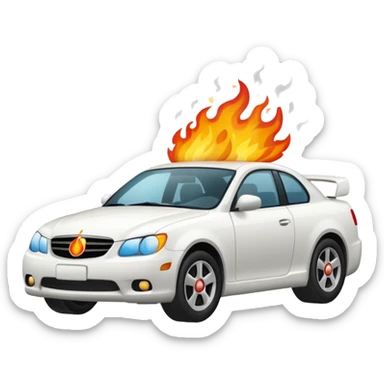 white captur car catching fire on the background  sticker