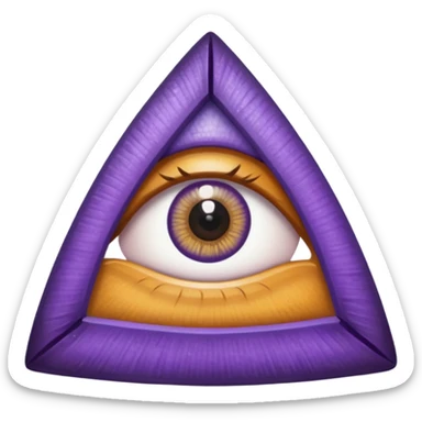 A triangle with a mix of colors as a border and a purple inside with an eye in the middle sticker