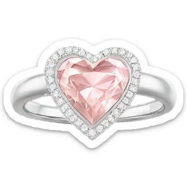 Silver light pink diamond ring heart sticker