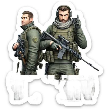 military boys with rifles sticker
