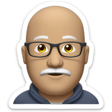 fat bald man grey beard glasses sticker
