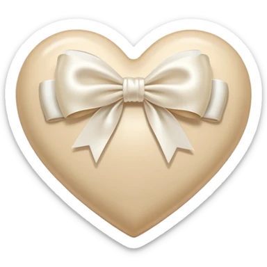 light beige heart with white bow sticker