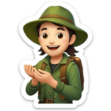 forest rogue laughing while fireflies scatter sticker