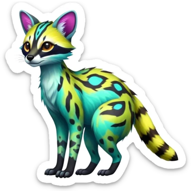  Exotic randomly colored colorful cute neon-colored Fakémon-Fionbri-Vernid-Genet-creature with markings (full body) sticker
