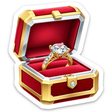 diamond jewelry ring in a red jewelry box sticker