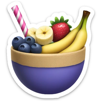 Acai bowl straw berry,blue berry and banana  sticker