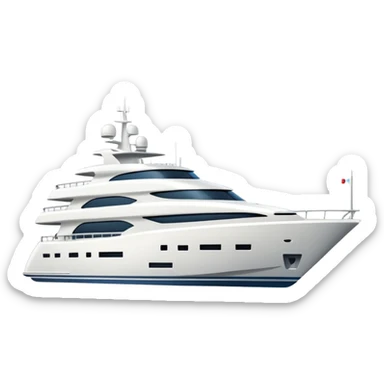 large yacht facing to the left on white background sticker