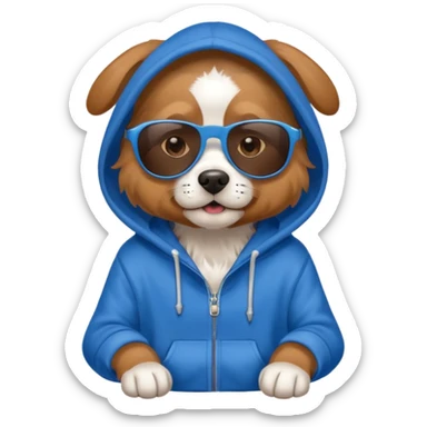 Dog wearing hoodie with sunglasses  sticker