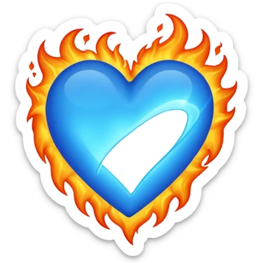 Mavi ateşli mavi kalp sticker
