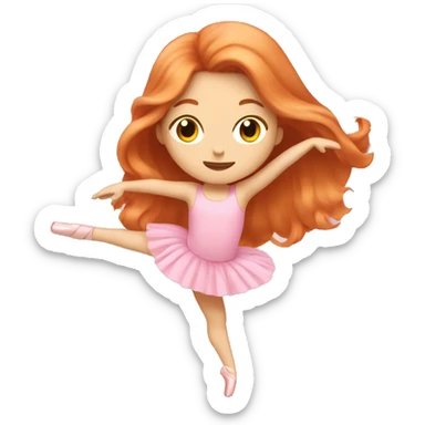 long hair ginger doing ballet in pink clothes sticker