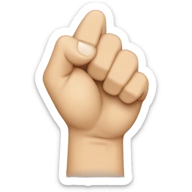 making a fist with the hand, then tucking the thumb between the index and middle fingers. Specifically, the thumb is placed so that it is sandwiched between the two fingers, with its tip partially protruding from the opposite side of the fist sticker