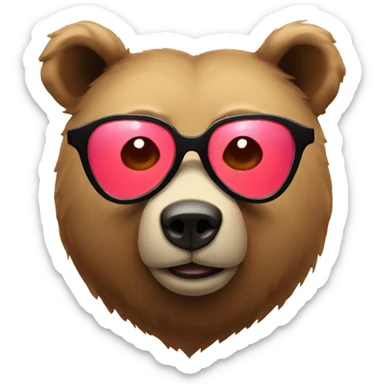 Bear with heart glasses sticker