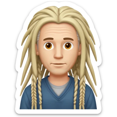 white man with tidy long dreads sticker