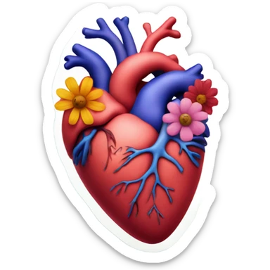 Anatomical hart with flowers sticker