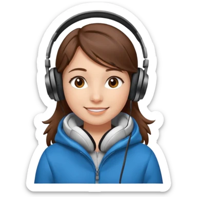 Я хочу дівчину з світлою шкірою корисним волоссям коричне вими очима і з навушниками і в теплому одязі sticker