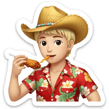 Hawaiian anime western chicken  sticker