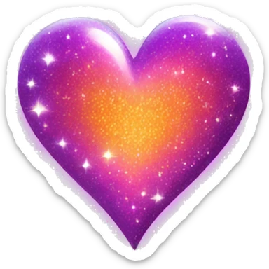 sparkly glittery shiny pink purple orange heart galaxy sticker