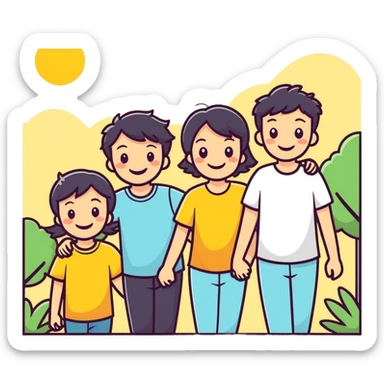 smiling group outdoors sunny day sticker