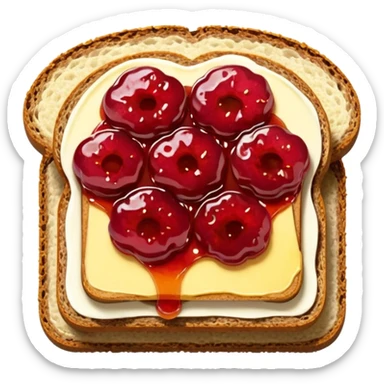2 slices with pice of butter and jam on top  sticker