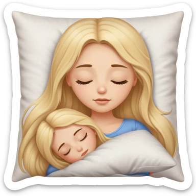 Chica güera cabello largo ojos cafés durmiendo en una almohada  sticker