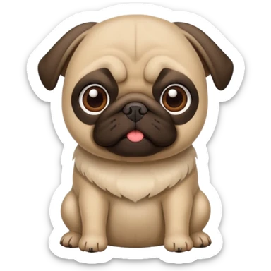 Pug fofo com pote de ração sem nada dentro sticker