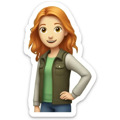 Ginger young girl green ryes sticker
