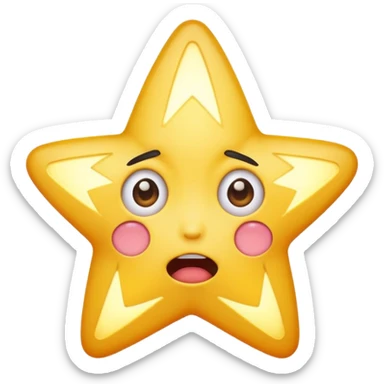 star character with shocked face glowing too bright sticker