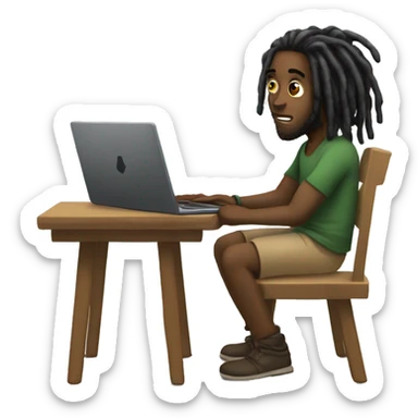 Black-guy-with-dreads-sitting-down-on-chair facing-foward-focused-on-laptop-computer- sticker