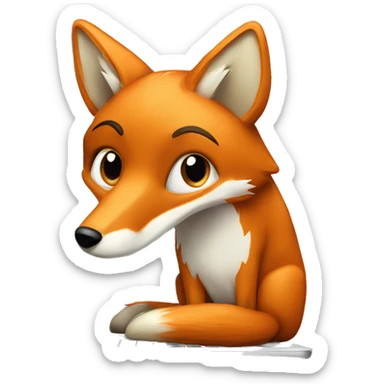 generate an emoji of a fox coding on a laptop sticker