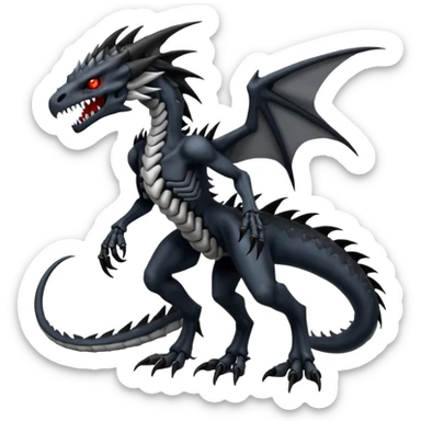 Edgy Cool Badass Evil Skeletal Salandit-Zekrom-Silvally-Nargacuga-fusion (full body) sticker