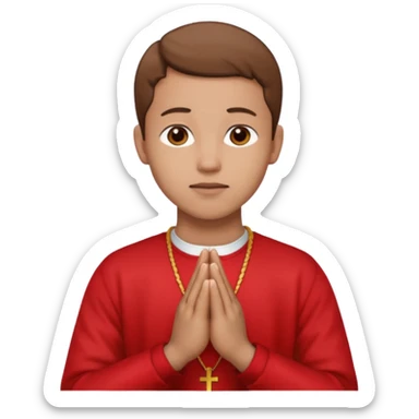 Brown praying hands emoji but with red sleeves instead of blue   sticker
