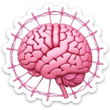 A ** pink human brain** with a energy net energy beam of thought around it s... radiating loving thoughts while it rewires itself hearts  sticker