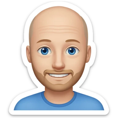 homme yeux bleus presque chauve et une barbe courte moins de chevaux et sourir sticker