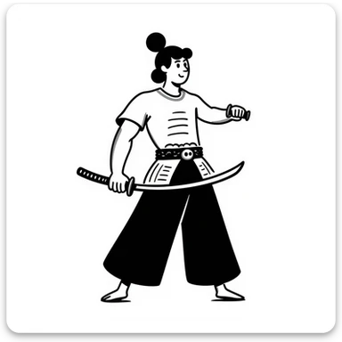 A muscular samurai with hand-drawn, sketchy lines sticker