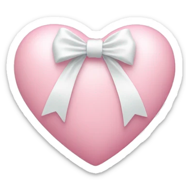Pastel pink heart with white bow sticker