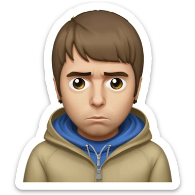 Sad Liam Gallagher, expressive face, emoji style sticker