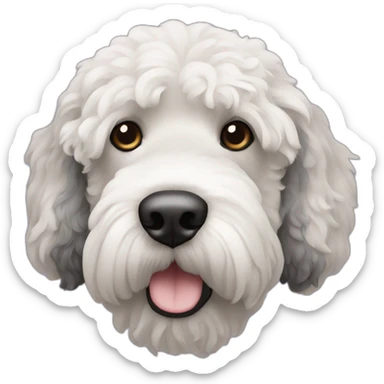 black face Portuguese water dog with white chin and chest sticker