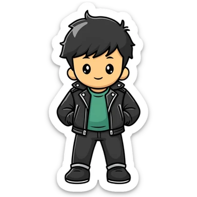 boy in leather jacket outdoors sticker